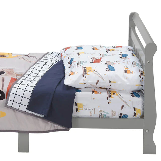 Bedtime Originals Construction Zone 4-Piece  Gray/Navy/White Toddler Bedding Set