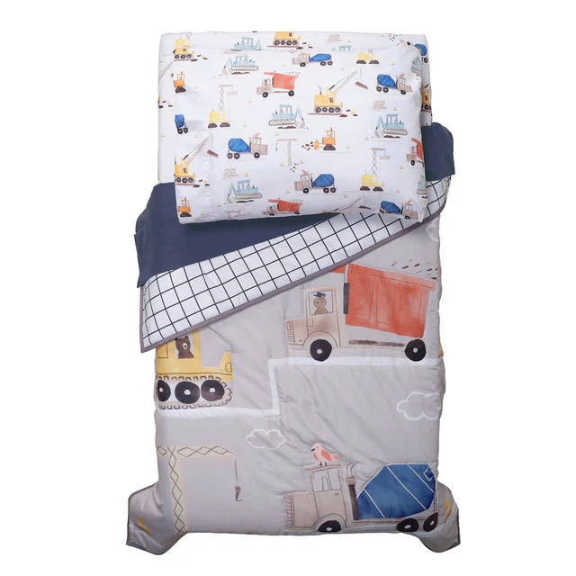 Bedtime Originals Construction Zone 4-Piece  Gray/Navy/White Toddler Bedding Set