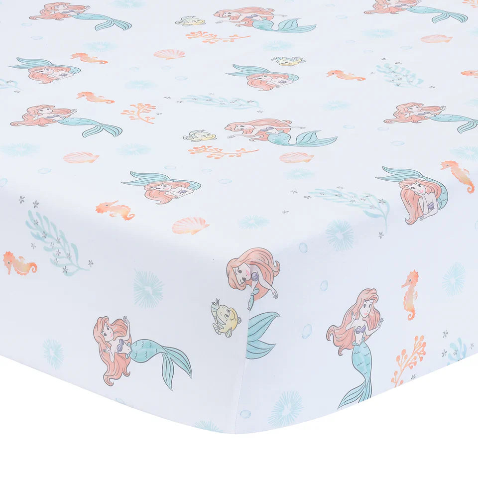 Bedtime Originals Disney Baby The Little Mermaid White Fitted Crib Sheet - Ariel