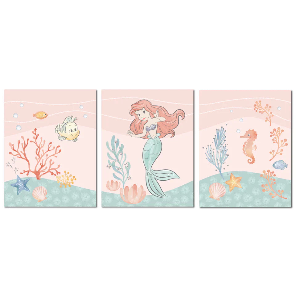 Bedtime Originals Disney Baby The Little Mermaid 3-Piece Unframed Wall Art