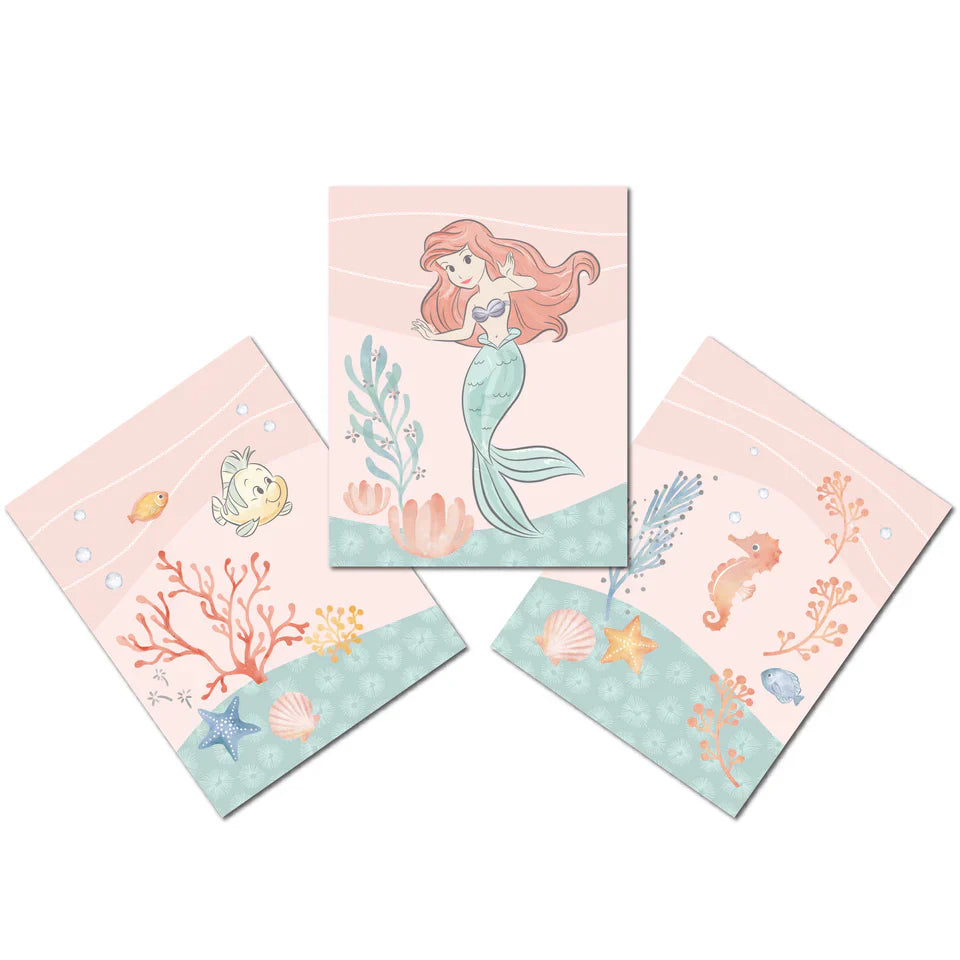 Bedtime Originals Disney Baby The Little Mermaid 3-Piece Unframed Wall Art