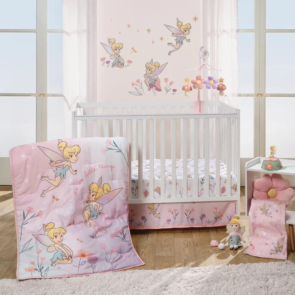 Bedtime Originals Disney Baby Tinker Bell 3-Piece Pink Fairy Baby Crib Bedding Set